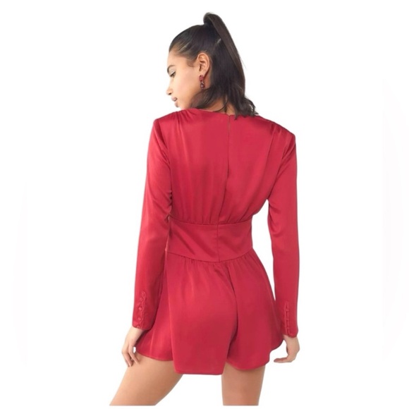 ASTR THE LABEL Friday Plunging Red Romper, Size XS. - Picture 2 of 15